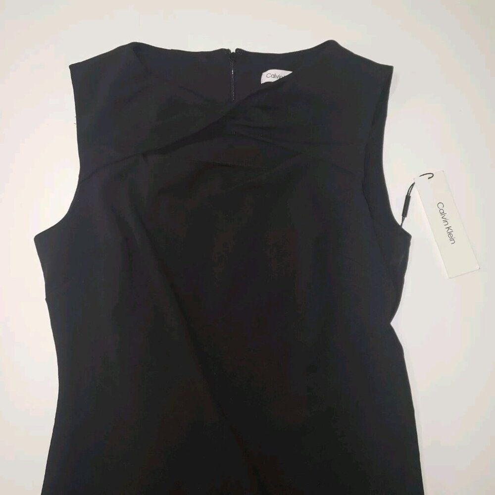 Calvin Klein Dress Women Size 12 Black LBD Draped Cutout Sleeveless Knee Length - Picture 13 of 16